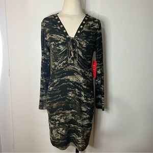 Women’s Hot Kiss Camouflage Printed Body Con Mini Dress Size XL